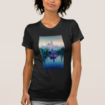 ROMANTIC CASTLE & SWAN by SHARON SHARPE T-shirts