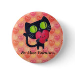 Romantic Cat - custom text - Pinback Button