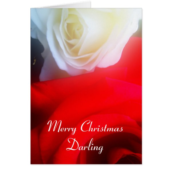 Romantic Christmas Card Red and White Roses
