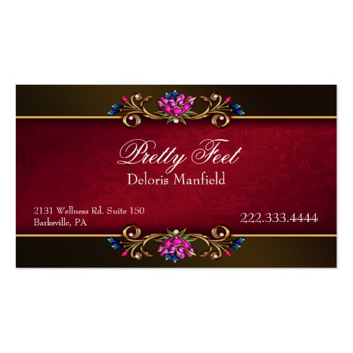 Romantic Damask and Gold Business Card (front side)