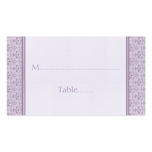 Romantic Damask Wedding Placecard, Lavender Business Card Templates (front side)