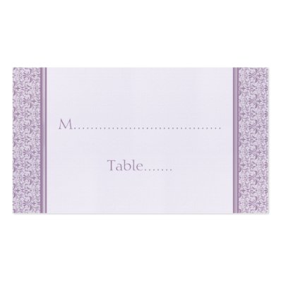 Romantic Damask Wedding Placecard, Lavender Standard Business Card