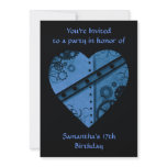 Romantic dark blue steampunk heart 5x7" invitations