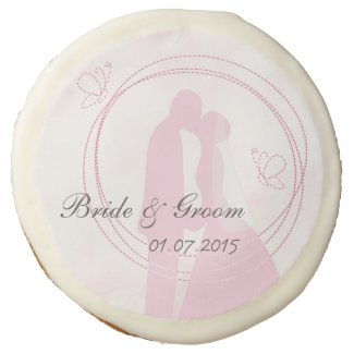 Romantic Dreamy Pink Wedding Couple Cookie