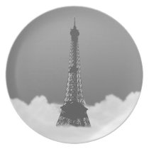 Romantic Eiffel Tower Floating In Cloud Plate at Zazzle