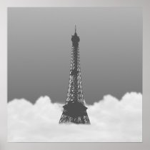 Romantic Eiffel Tower Floating In Cloud Print at Zazzle
