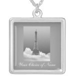 Romantic Eiffel Tower on Sterling Silver Necklace at Zazzle