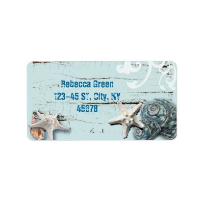 Romantic Elegant blue Seashell Beach decor Personalized Address Labels