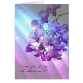 romantic elegant glamour purple orchid bridesmaid cards
