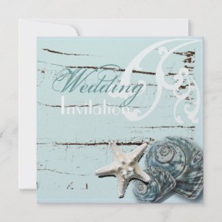 Romantic Elegant Seashell Beach Wedding Invitation zazzle_invitation