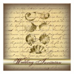 Romantic Elegant Seashell Beach Wedding Invitation