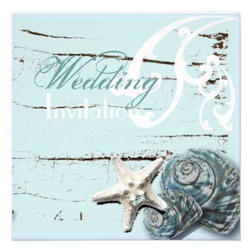 Romantic Elegant Seashell Beach Wedding Invitation