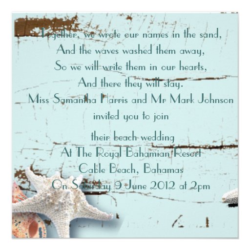 Romantic Elegant Seashell Beach Wedding Invitation