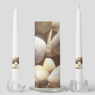 Romantic Exotic Sea Shells Unity Candle Set
