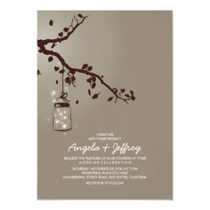 Romantic fireflies mason jar wedding invitation personalized invitations