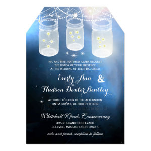 Romantic Firefly Mason Jar Wedding Custom Announcements