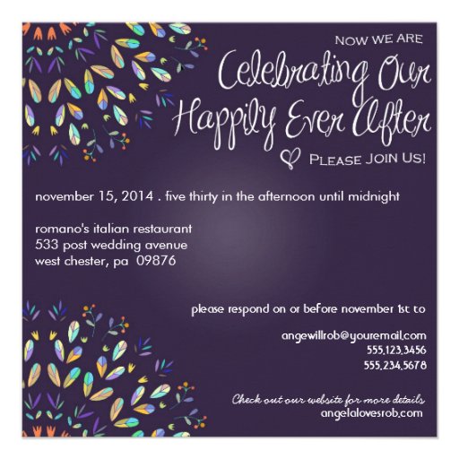 Romantic Floral Chalkboard Post Wedding Invitation