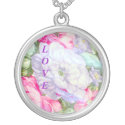 Romantic Floral Display Love Text Necklace