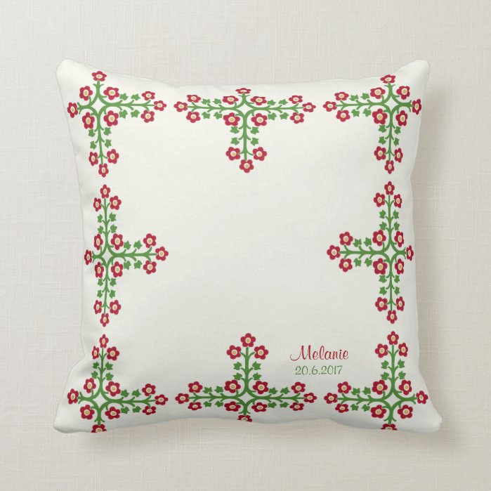 Romantic floral embroidery style CC0295 Throw Pillow
