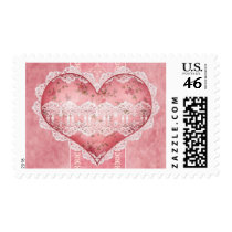 Romantic Floral Heart Scrapbook Postage postage