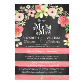 Romantic Floral Post Wedding Reception Only Invite