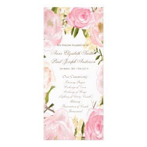 Romantic floral Wedding Program Customized Rack Card