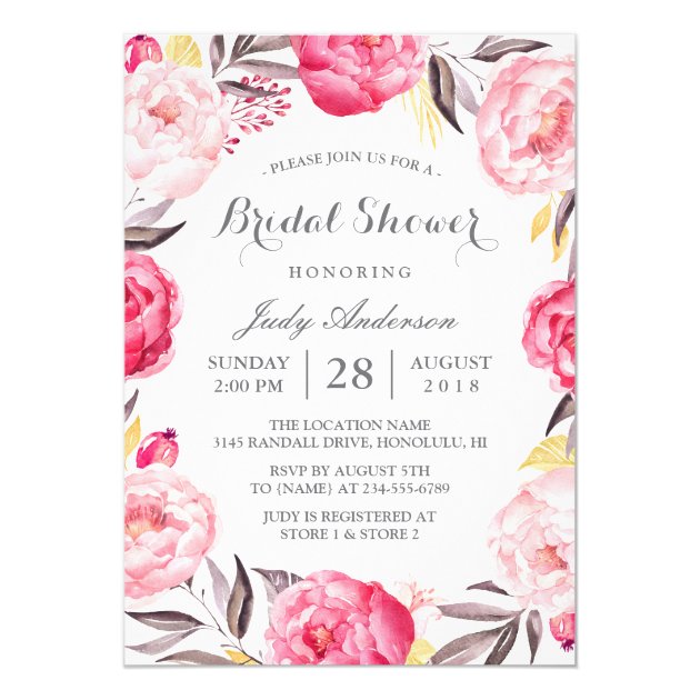 Romantic Floral Wreath Botanical Bridal Shower Card