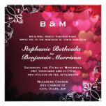 Romantic Flourish Hearts Lovely Pink Invitations