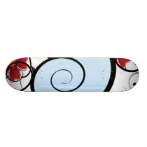 Romantic Flower Swirls In Blue & Red Skateboard Decks