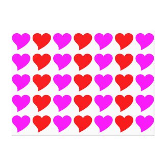 Romantic Gifts for Her: Pink & red Love Hearts wrappedcanvas