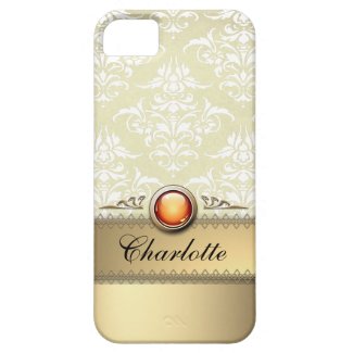 Romantic Golden Damask Pattern personalizable iPhone 5 Covers