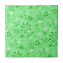 Romantic Green Floral Pattern Tiles