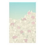 Romantic hand drawn flowers stationery