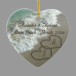 Romantic Hearts on the Beach Christmas Ornament