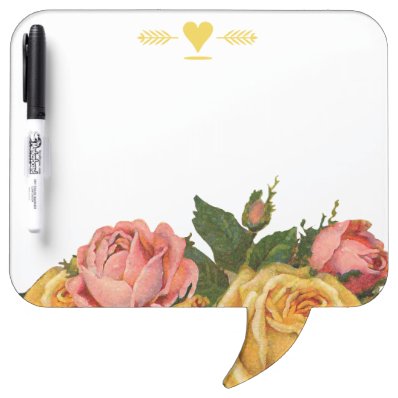 Romantic Heirloom Vintage Floral Roses Dry-Erase Board