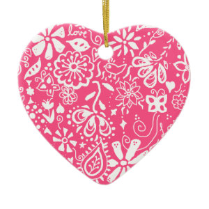 Romantic Hot Pink Love Heart Ornament Decoration ornament