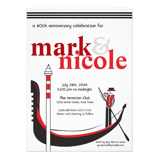 Romantic Italian Gondola Invitation