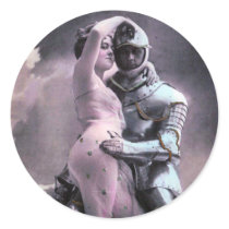 Romantic Knight In Shining Armor Round Sticker