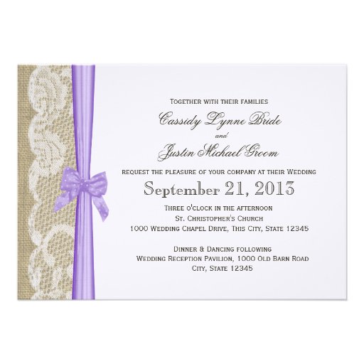 Romantic Lace and Bow Wedding Custom Announcements