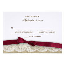 Romantic Lace and Deep Red Response invitations
