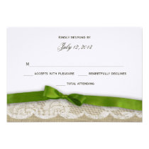 Romantic Lace and Green Bow Response invitations