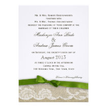 Romantic Lace and Green Bow Wedding invitations