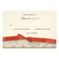Romantic Lace and Orange Bow Response invitations