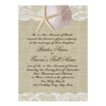 Romantic Lace and Sea Shell Beach Wedding Personalized Invitation