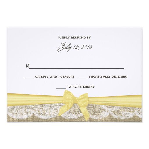 Romantic Lace and Yellow Bow Response Announcements