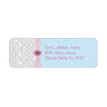 Romantic Lace & Flower, Baby Blue & Pink Custom Return Address Label