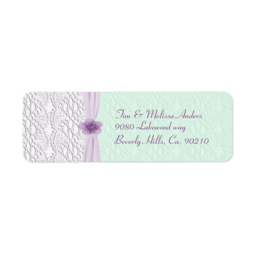 Romantic Lace & Flower, Lavender & Mint Green Label Zazzle