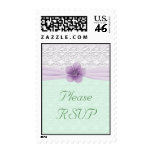 Romantic Lace Flower, Lavender & Mint Green RSVP Postage Stamp