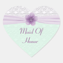 Romantic Lace Flower Mint Green Lavender Bridal Stickers