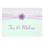 Romantic Lace Flower Mint Green Lavender Invite